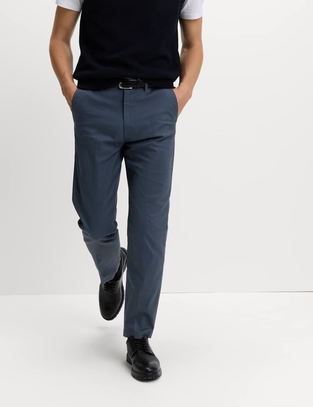 Marks & Spencer M&S Regular Fit Twill Chinos Dark Slate