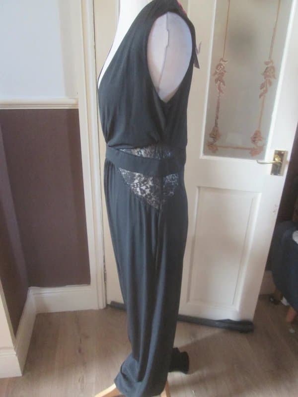 Boohoo Boohoo size 12 black lace panel wide leg plunge front Jumpsuit Brand new with tags
