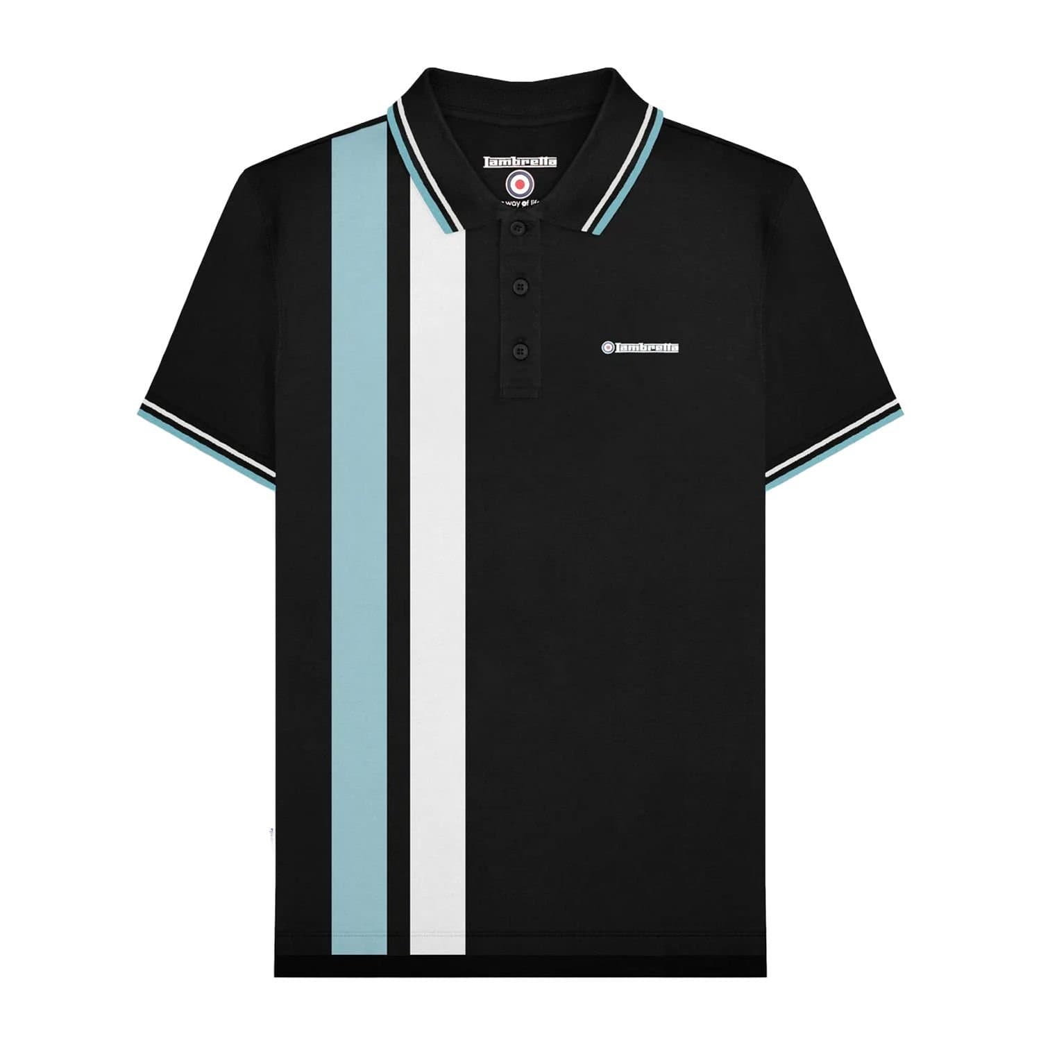 Lambretta Lambretta Men's SS25 Vertical Stripe Polo Shirt in Black