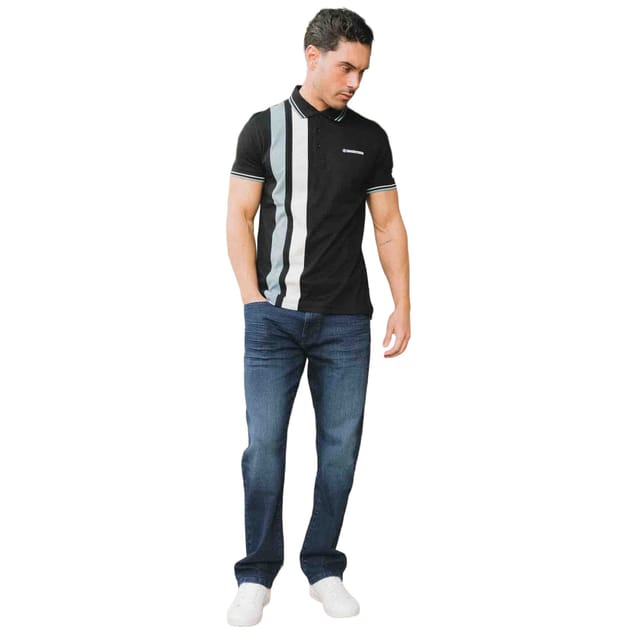 Lambretta Lambretta Men's SS25 Vertical Stripe Polo Shirt in Black - 3