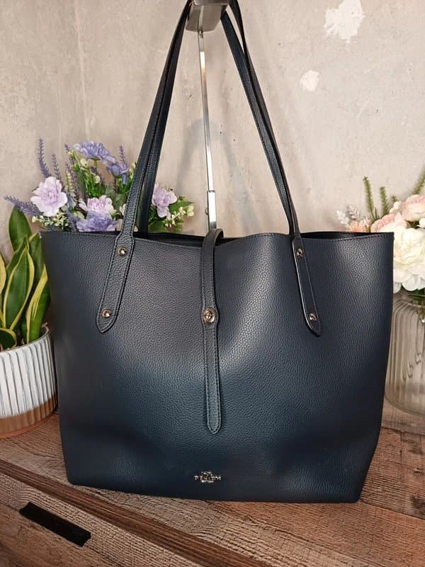 Coach Coach Navy Market Pebble Leather Tote Bag