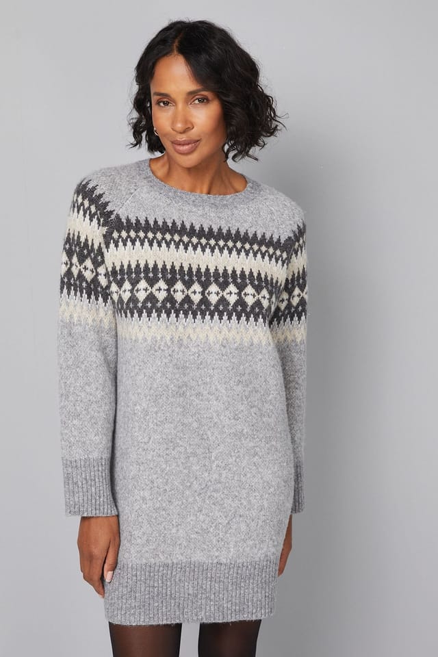 Wallis Wallis Women's Fairisle Tunic Dress in Grey - 2