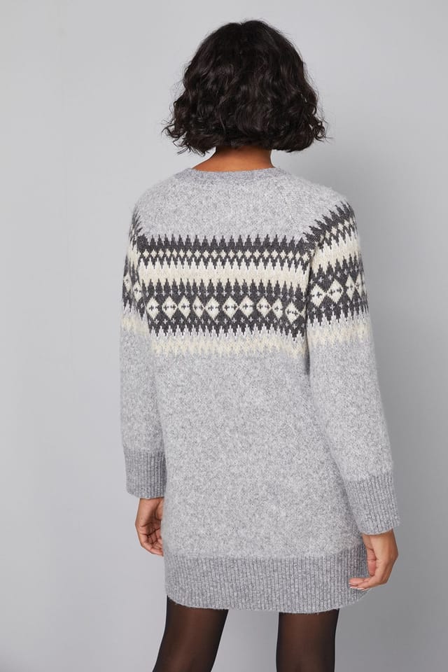 Wallis Wallis Women's Fairisle Tunic Dress in Grey - 3