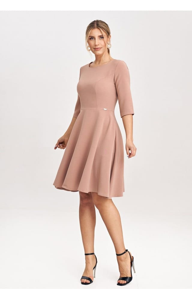 Love Lace Love Lace Women's Classic Flared Dress With 3/4 Sleeves in Pink - 2