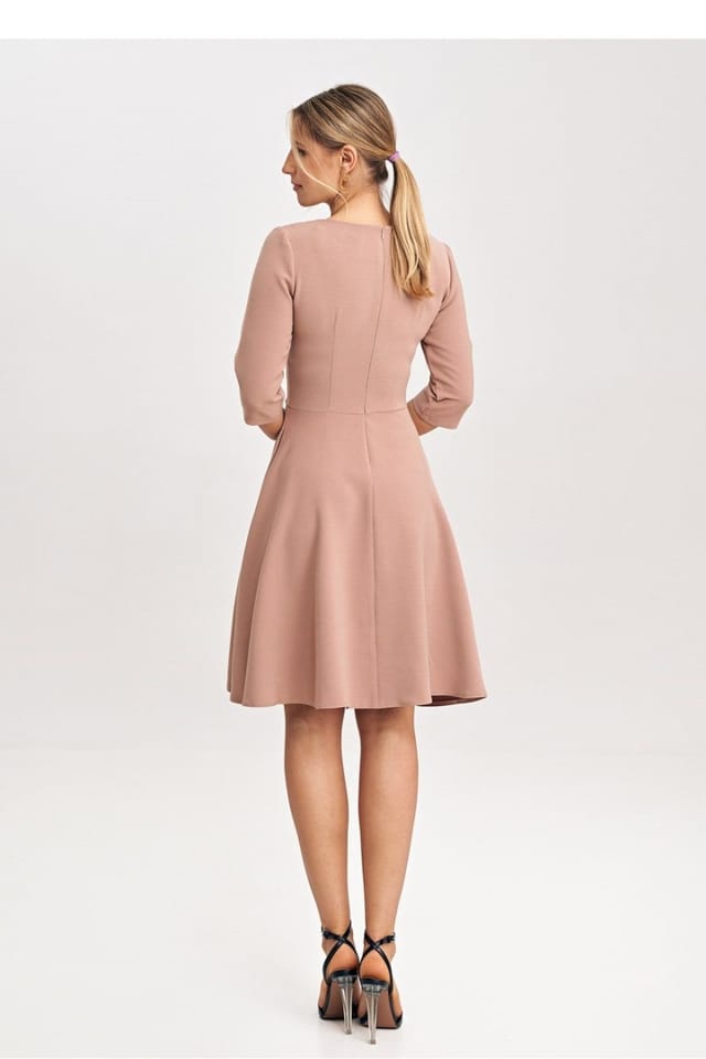 Love Lace Love Lace Women's Classic Flared Dress With 3/4 Sleeves in Pink - 3