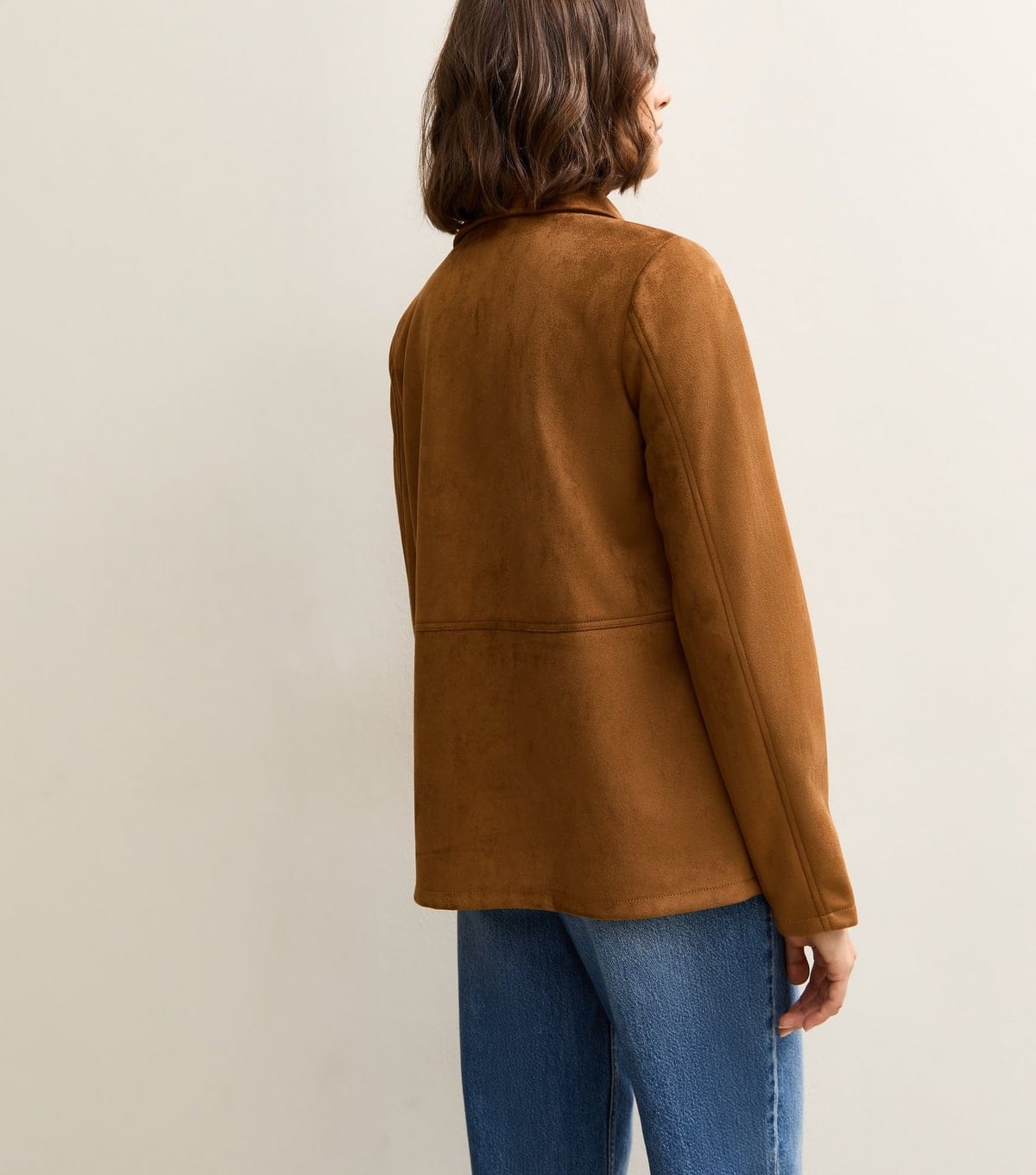 New Look Women's Tan Faux Suede Button Front Jacket New Look - 4