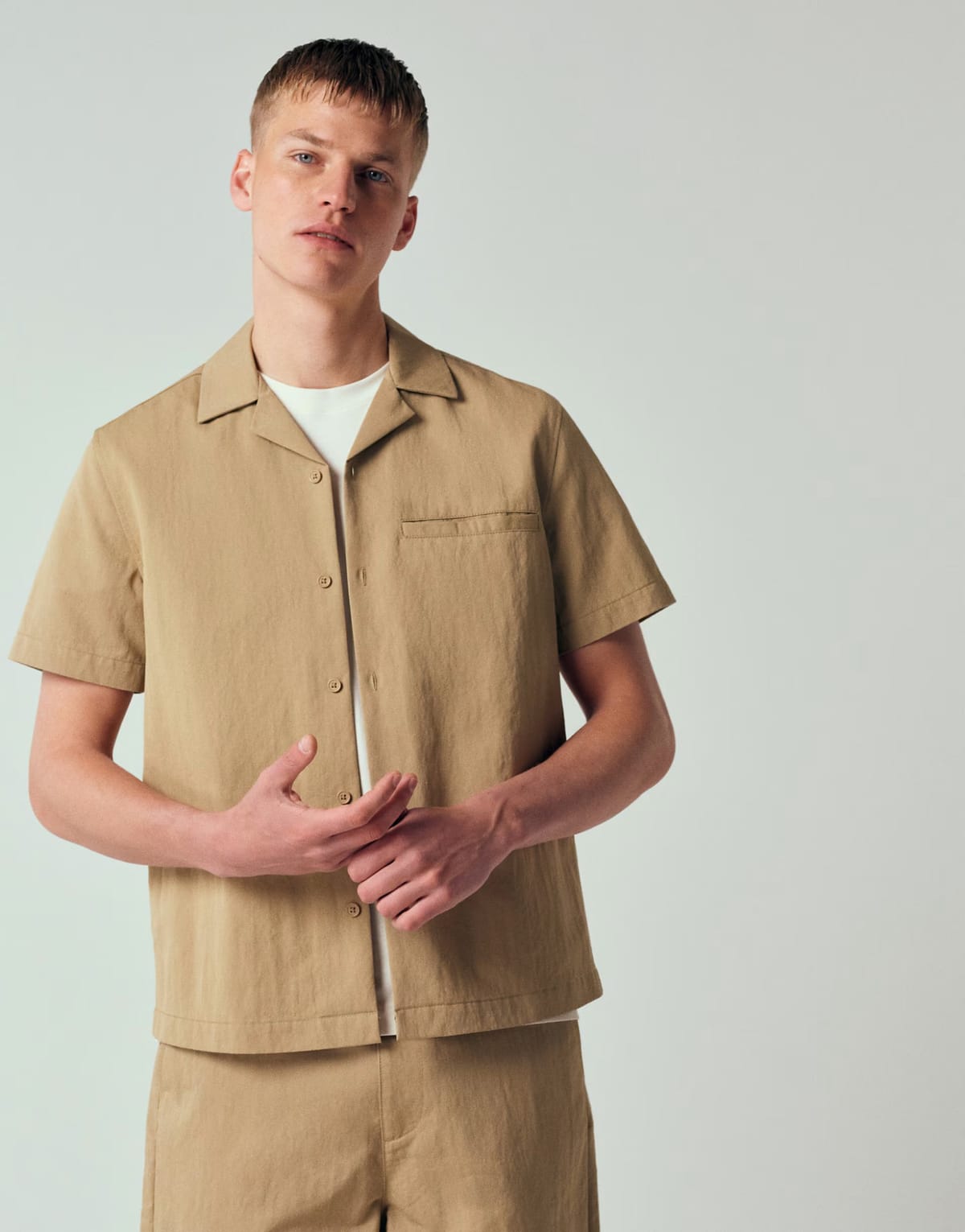 ASOS ASOS DESIGN co-ord shirt in beige - 1