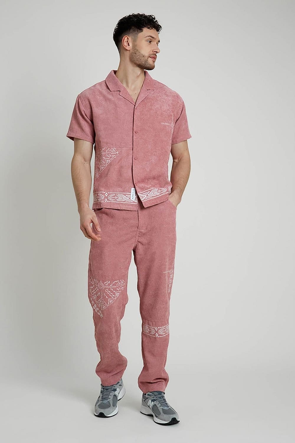 Native Youth Native Youth Men's Short Sleeve Lightweight Embroidered Relaxed Shirt in Pink - 4