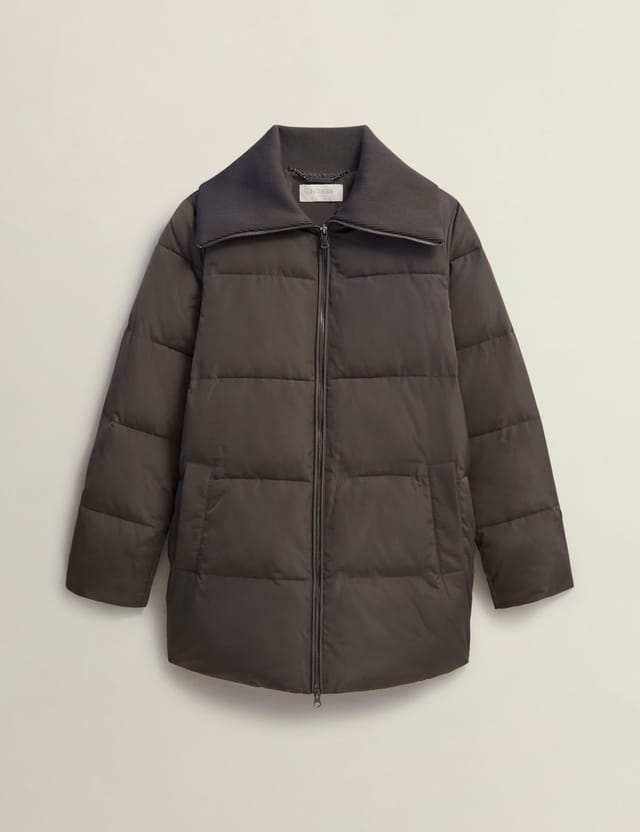 Hobbs London Hobbs London Women's Flora Funnel Collar Puffer Coat in Dark Brown - 2