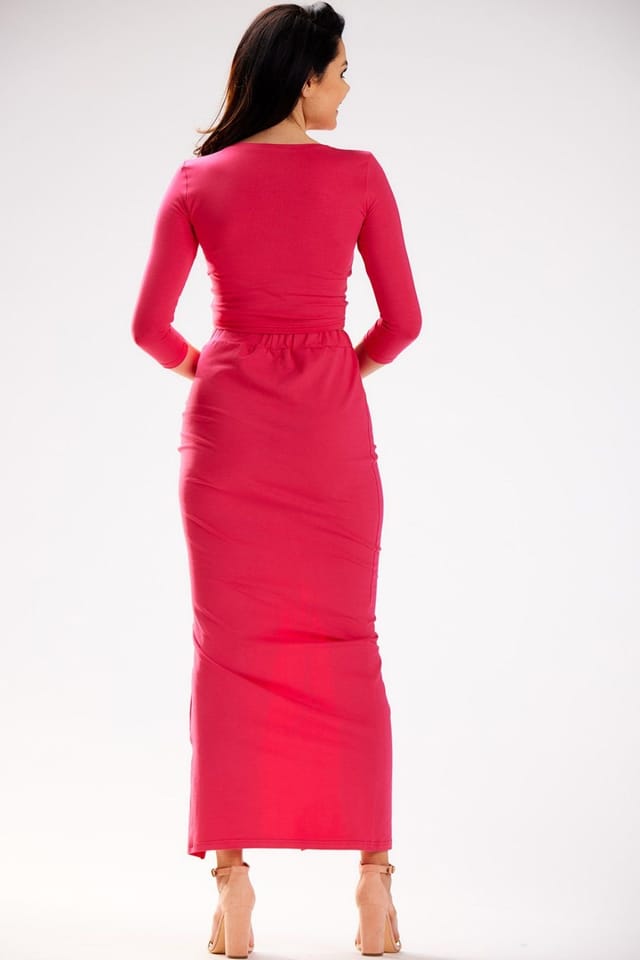 Love Lace Love Lace Women's Soft Knit Maxi Skirt with Slit in Pink - 3