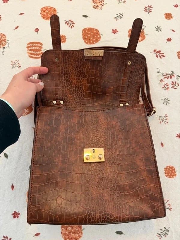 ASOS Hand painted Atlantis logo on ASOS faux leather satchel