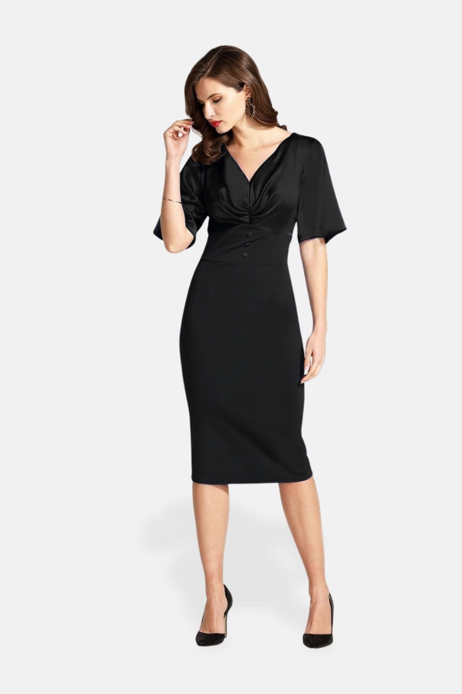 Hot Squash Hot Squash Women's Short Sleeve Cocktail Dress in Black - 2