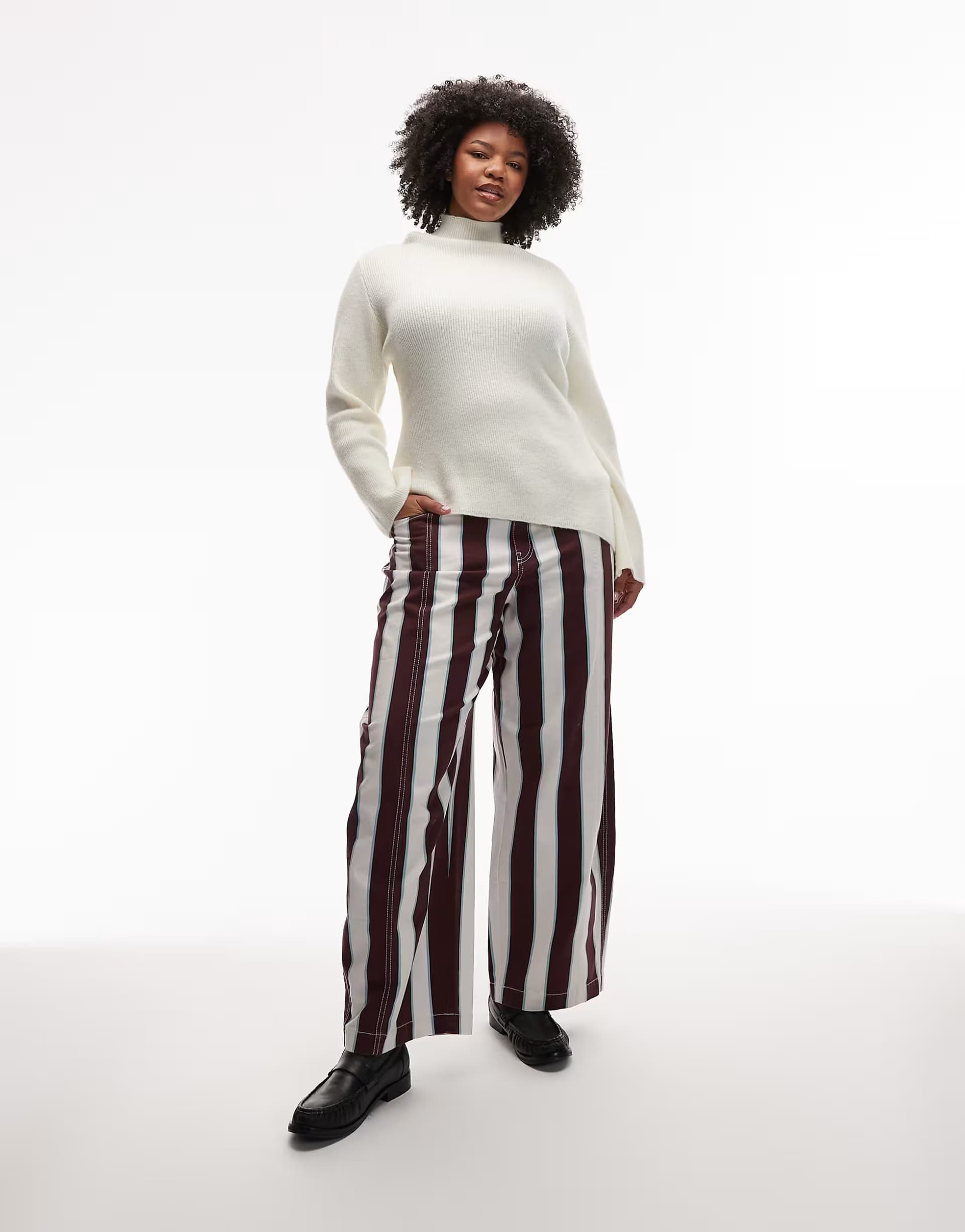 ASOS ASOS DESIGN Curve barrel trousers in stripe