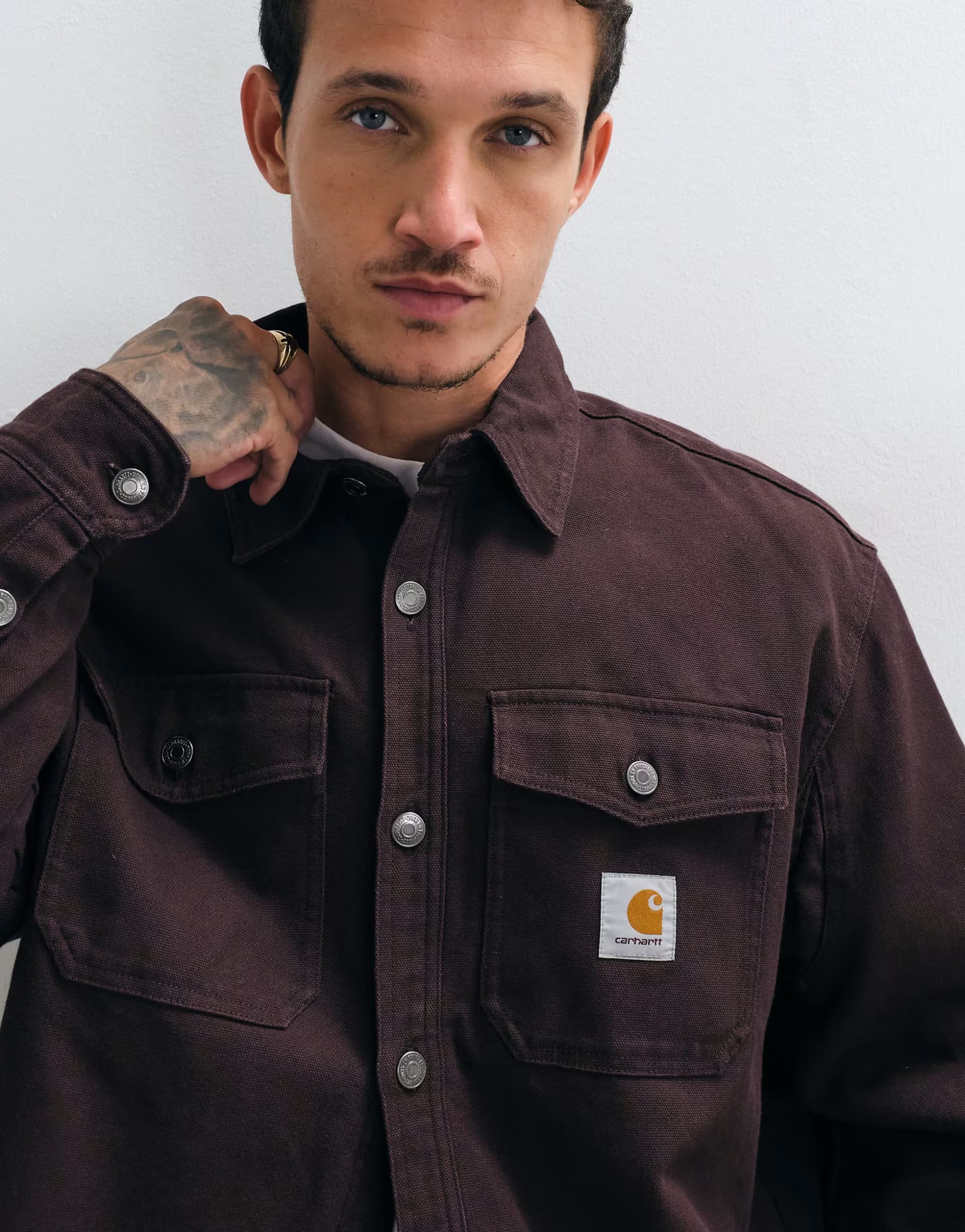 ASOS Carhartt WIP Selby shirt jacket in dark brown