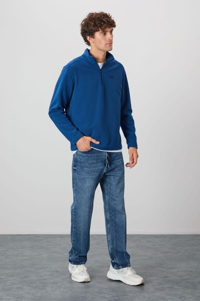 Tommy Life Tommy Life Men's Half-Zip Plush Sweatshirt in Charcoal - 2