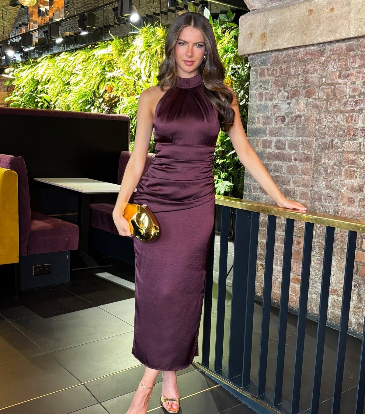 AX Paris Purple Satin Halter Neck Midi Dress