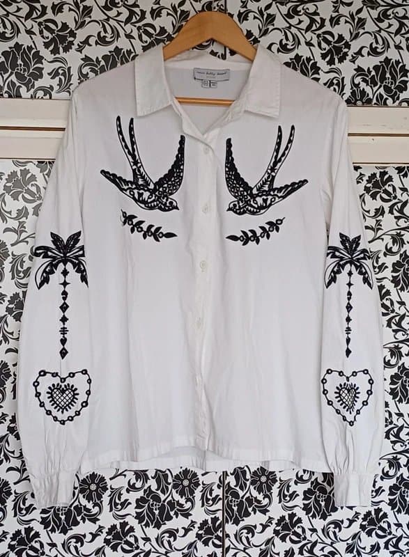 Never Fully Dressed Never Fully Dressed Swallow Embroidered Shirt RRP £99 - size 14