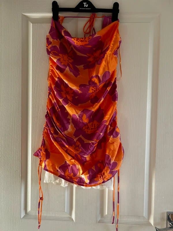 Bershka Bershka floral ruched halterneck dress