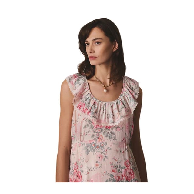 Cath Kidston Cath Kidston Women's Hackney Rose Frill Trim Midi Dress in Cream - 2