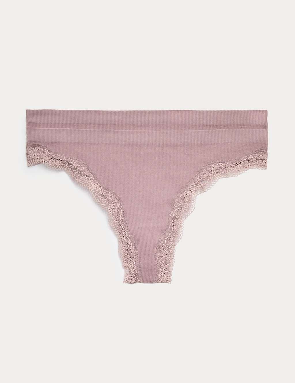 Marks & Spencer M&S Praline Lace Trim Seamfree Thongs 2-Pack