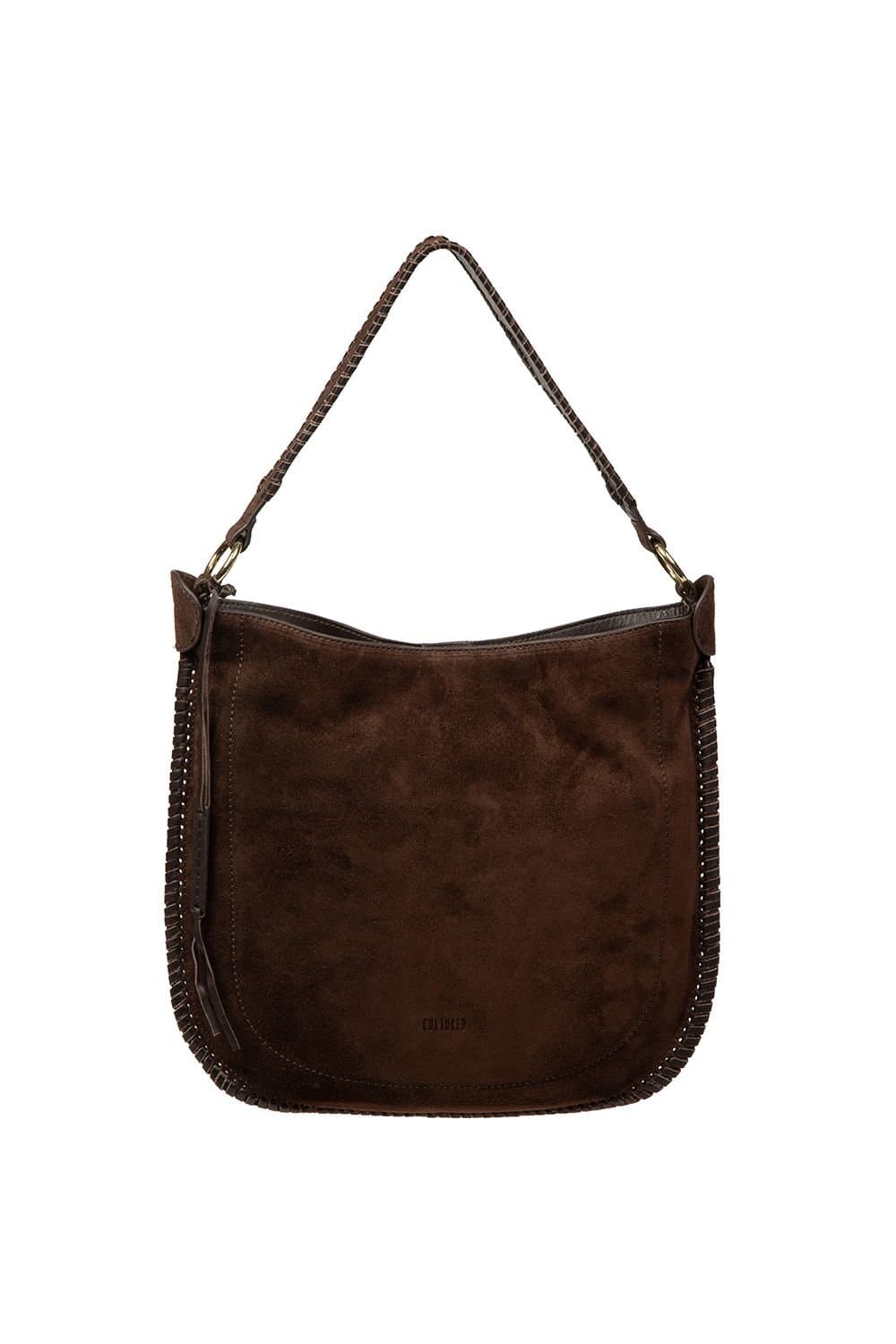 Cultured London Cultured London Women's 'Bonnie' Leather Shoulder Bag in Dark Brown