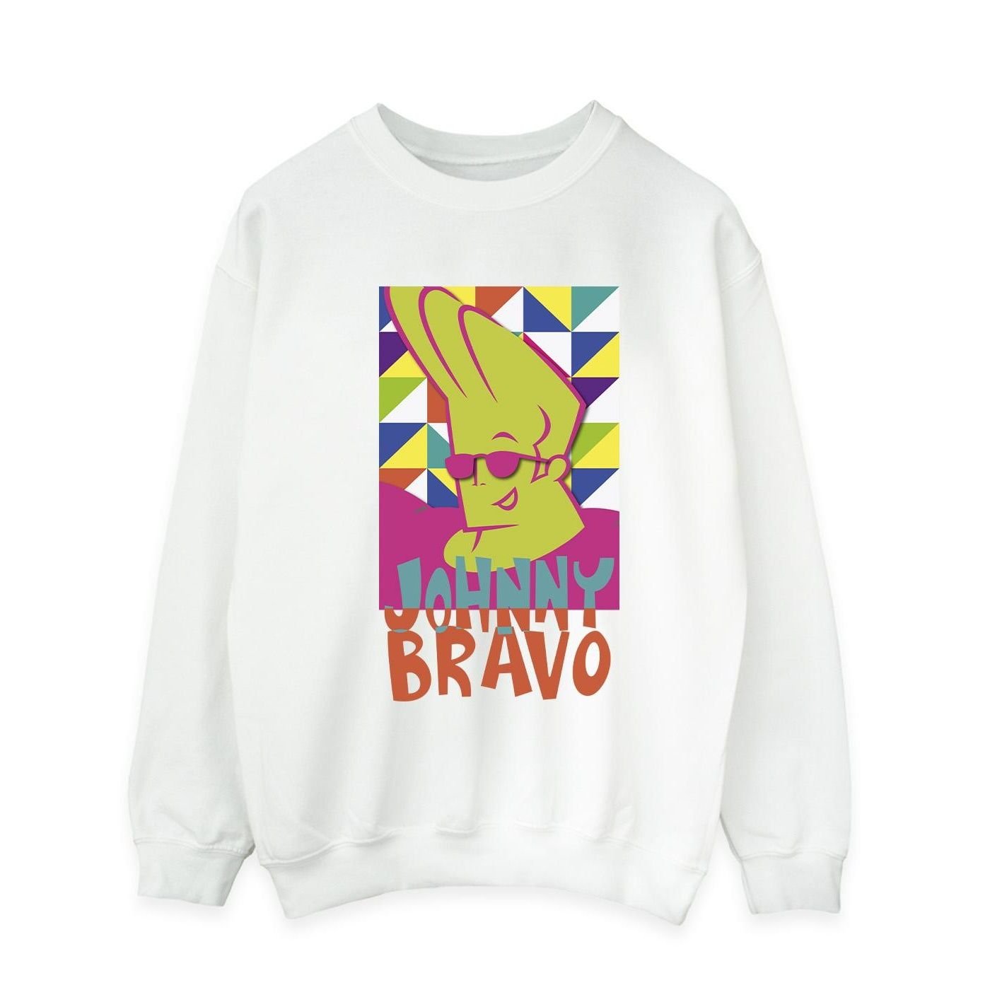 Johnny Bravo Johnny Bravo Men's Multi Triangles Pop Art Sweatshirt in White - 2