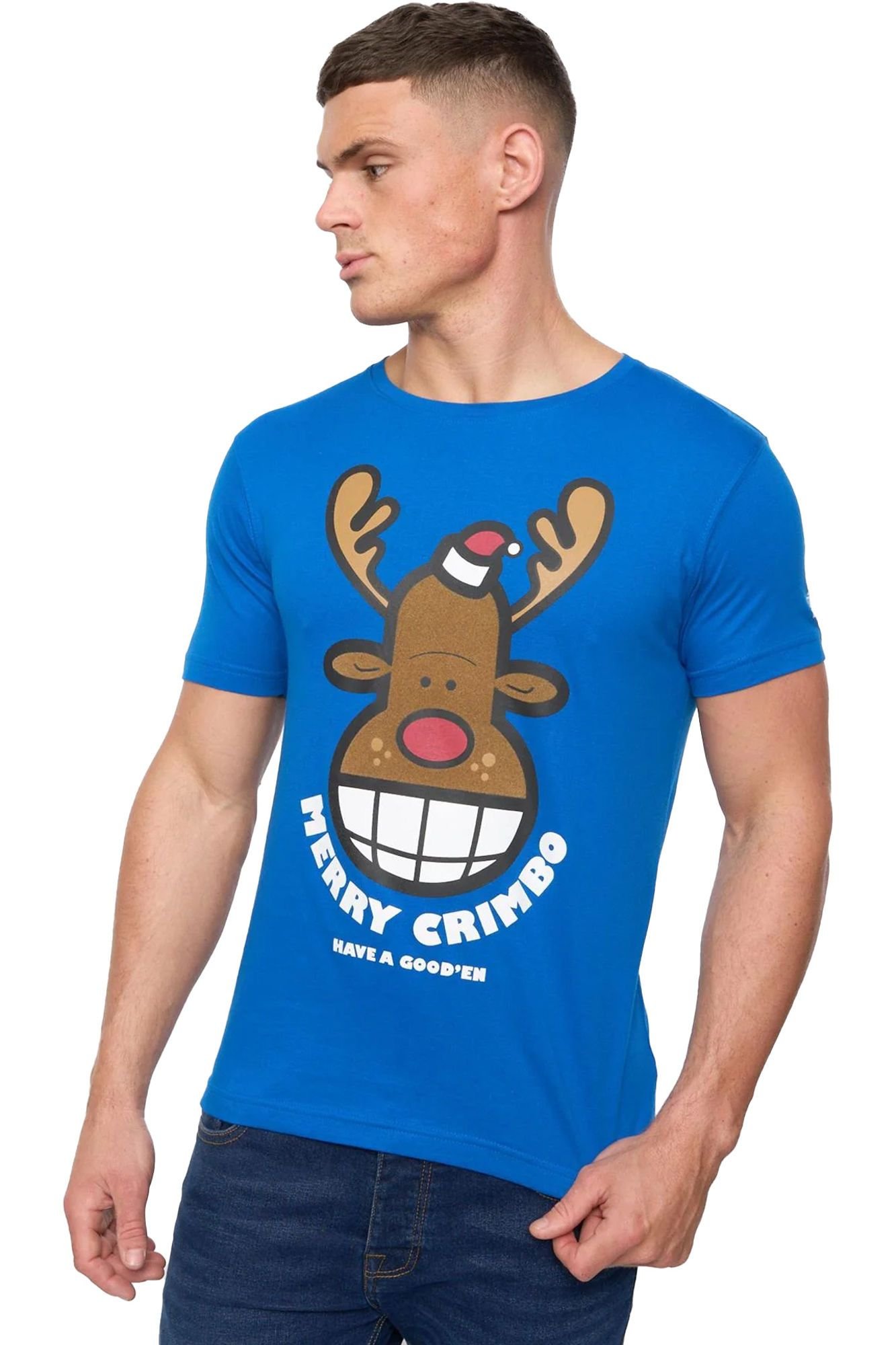 Xplicit Xplicit Men's Rednose Christmas T-Shirt in Blue - 1