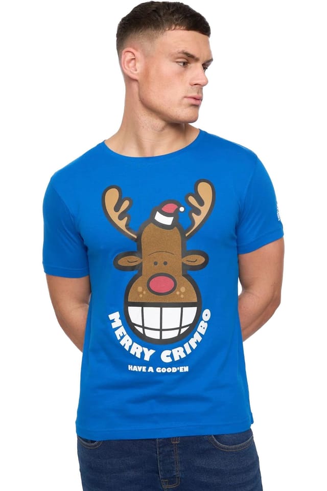 Xplicit Xplicit Men's Rednose Christmas T-Shirt in Blue - 3