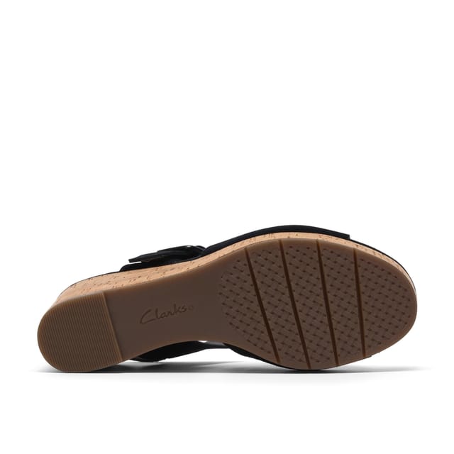 Clarks Clarks Women's Sabina Dream Black Suede Wedge Sandals - 3