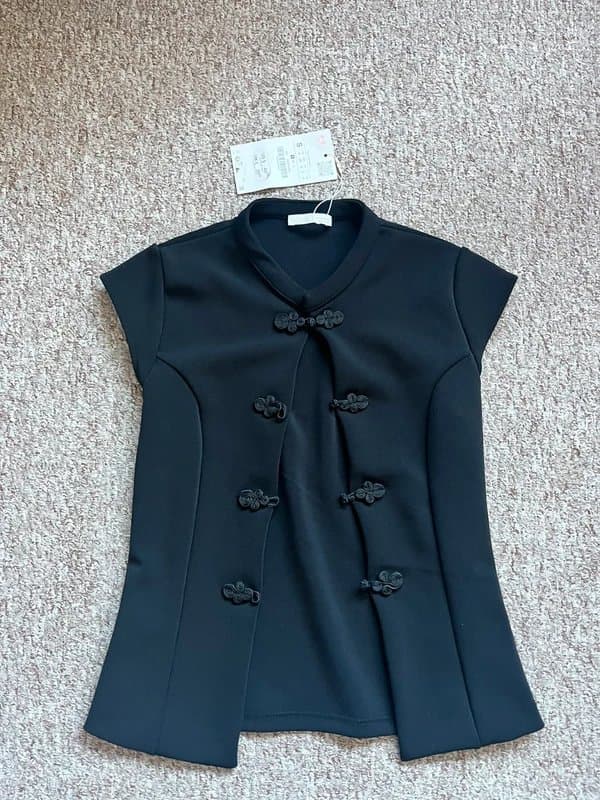 Zara Zara brand new with tags black mandarin top s