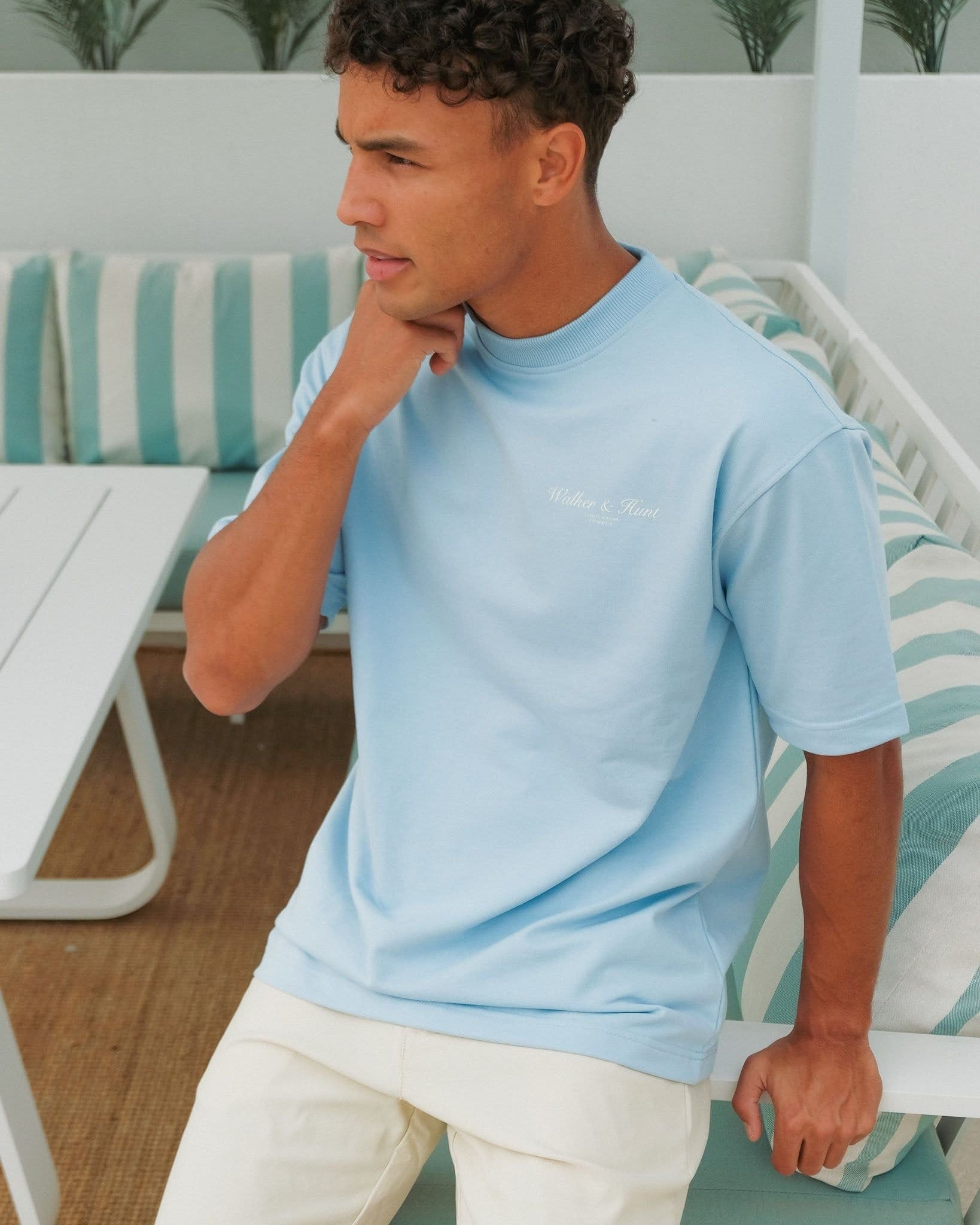 Walker & Hunt Walker & Hunt Men's Atelier' Tee in Baby Blue - 4