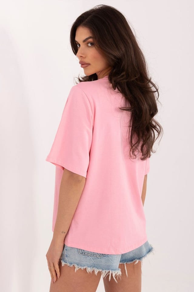 Love Lace Love Lace Women's Casual Character Cotton Elastane T-Shirt in Pink - 3