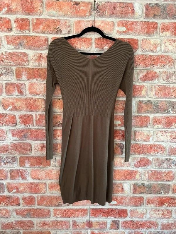 ASOS Ribbed Khaki Jumper Dress