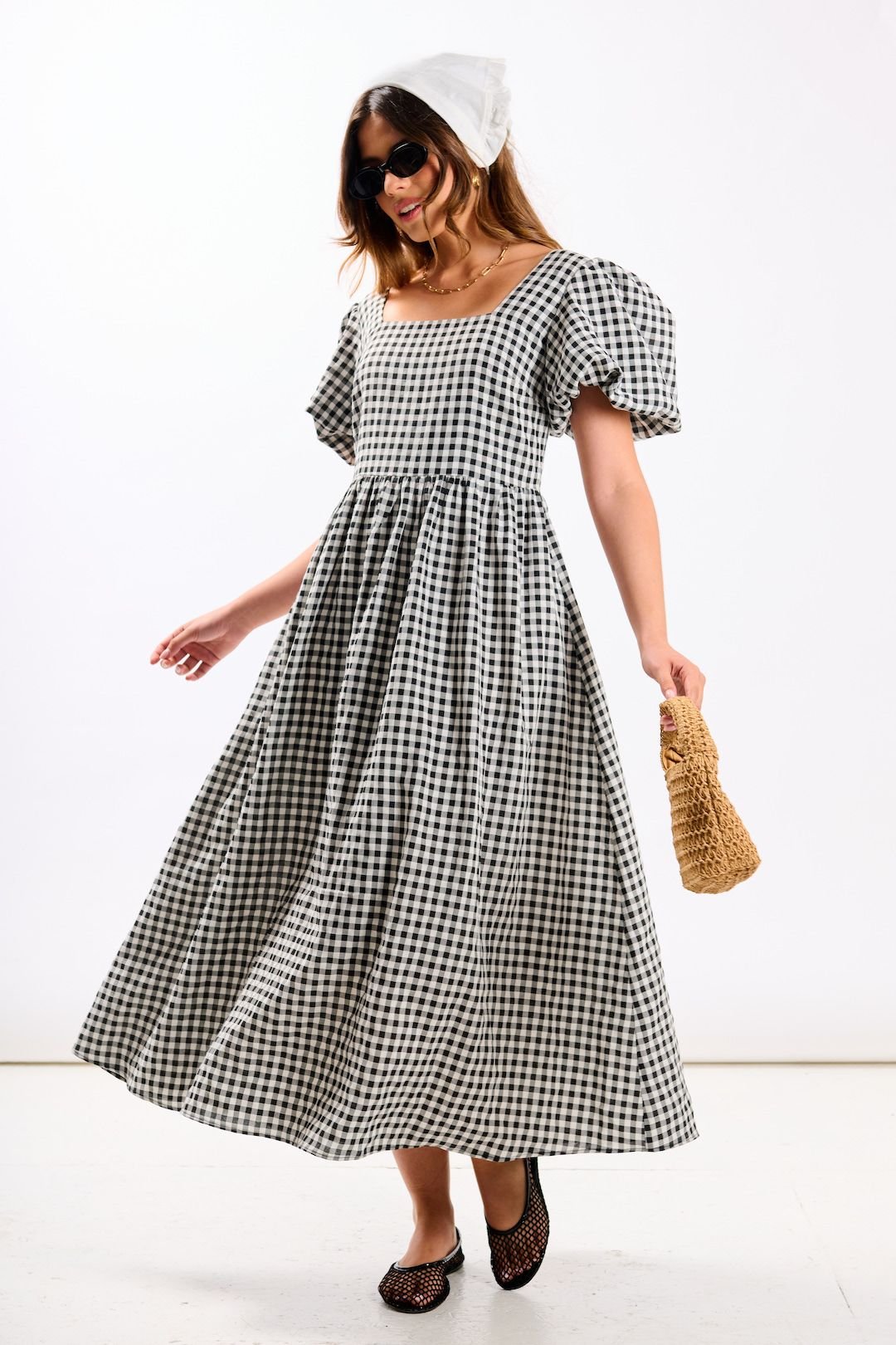 Needs No Label Needs No Label Women's Black Gingham Midi Dress - 2