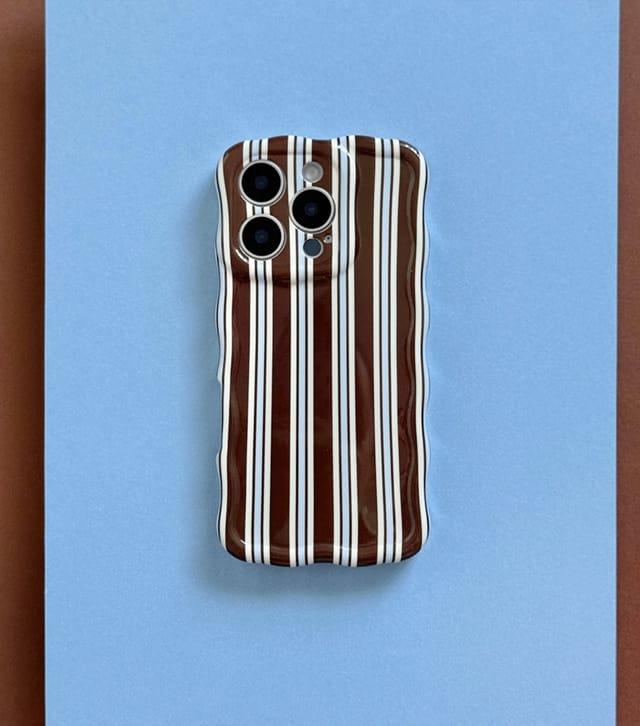 Coconut Lane Brown & Blue Striped Wavy Phone Case Coconut Lane New Look - 2