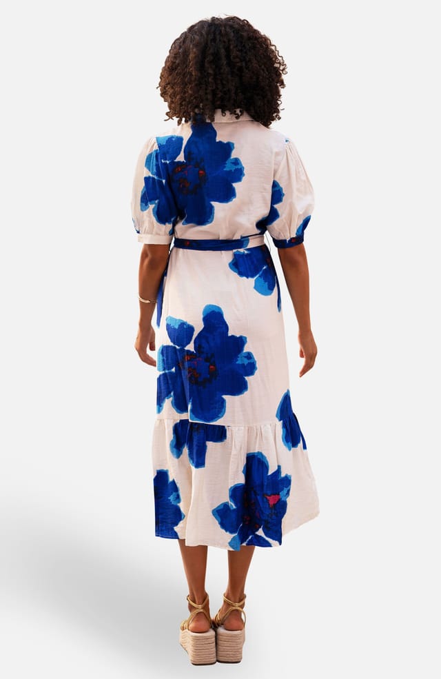 Yumi Yumi Women's Scattered Floral Shirtdress in Bright Blue - 2