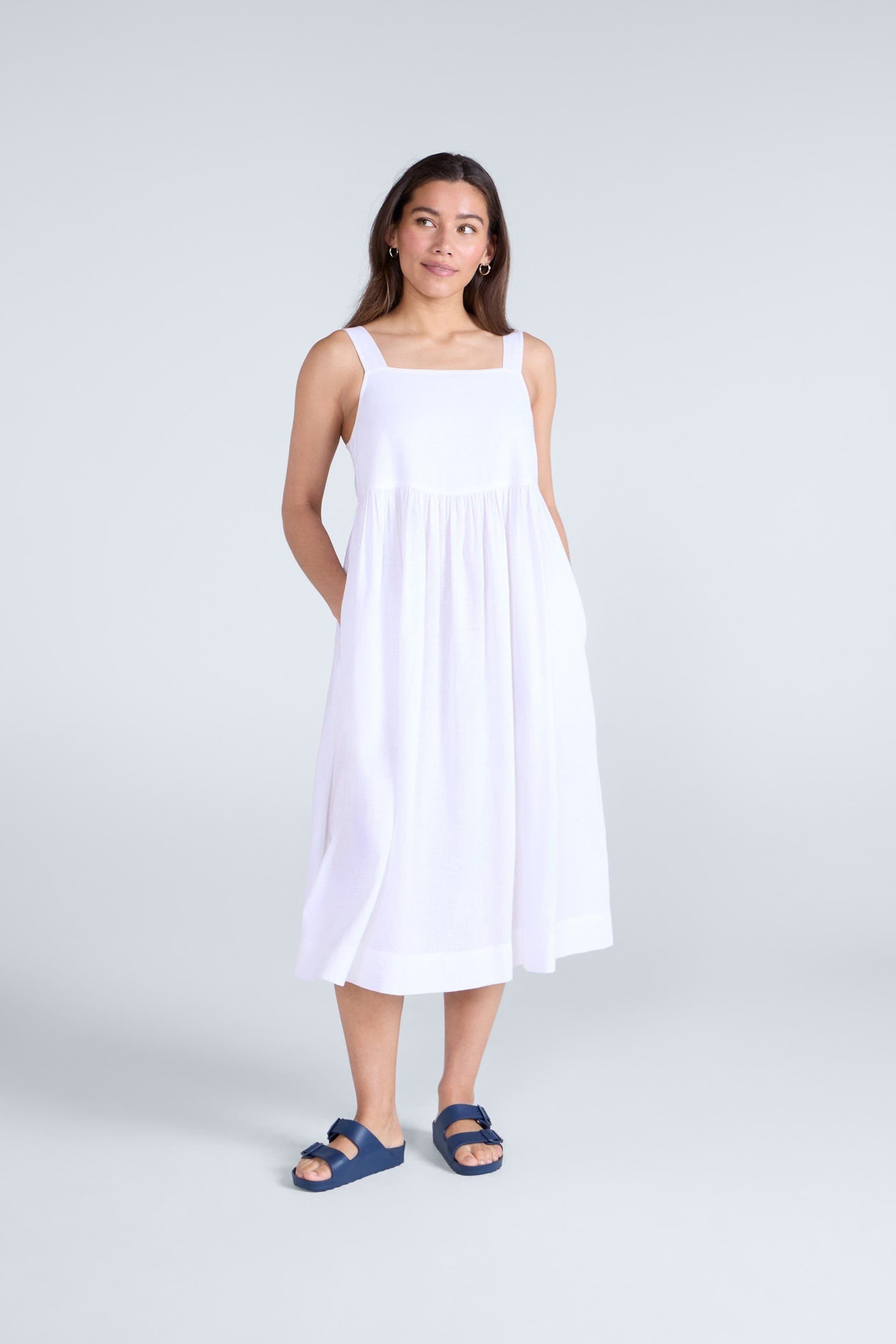 Animal Animal White Linen Midi Dress for Women