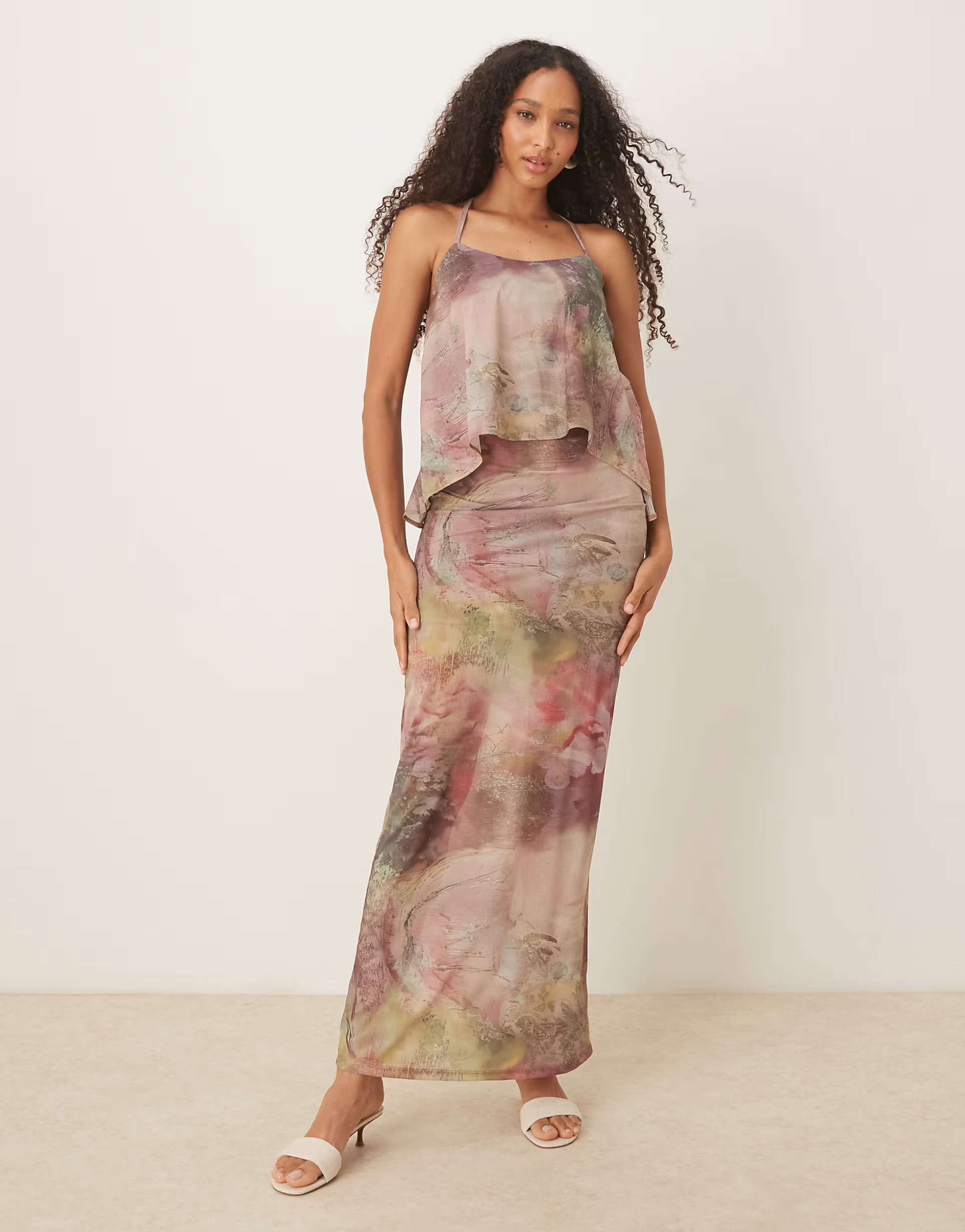 ASOS ASOS DESIGN co-ord maxi skirt in abstract print - 1