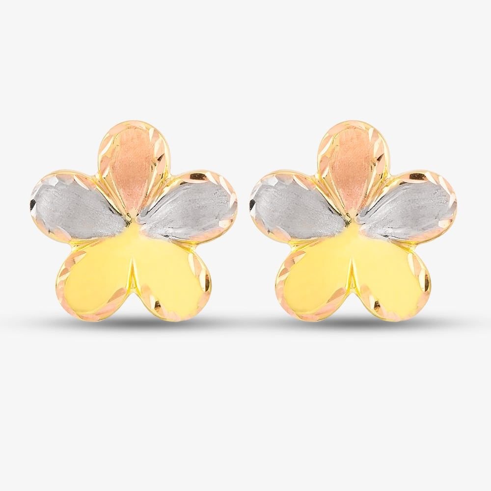 T.H.Baker T.H.Baker Women's 9ct Three Colour Gold Flower Stud Earrings GER34-MC - 3