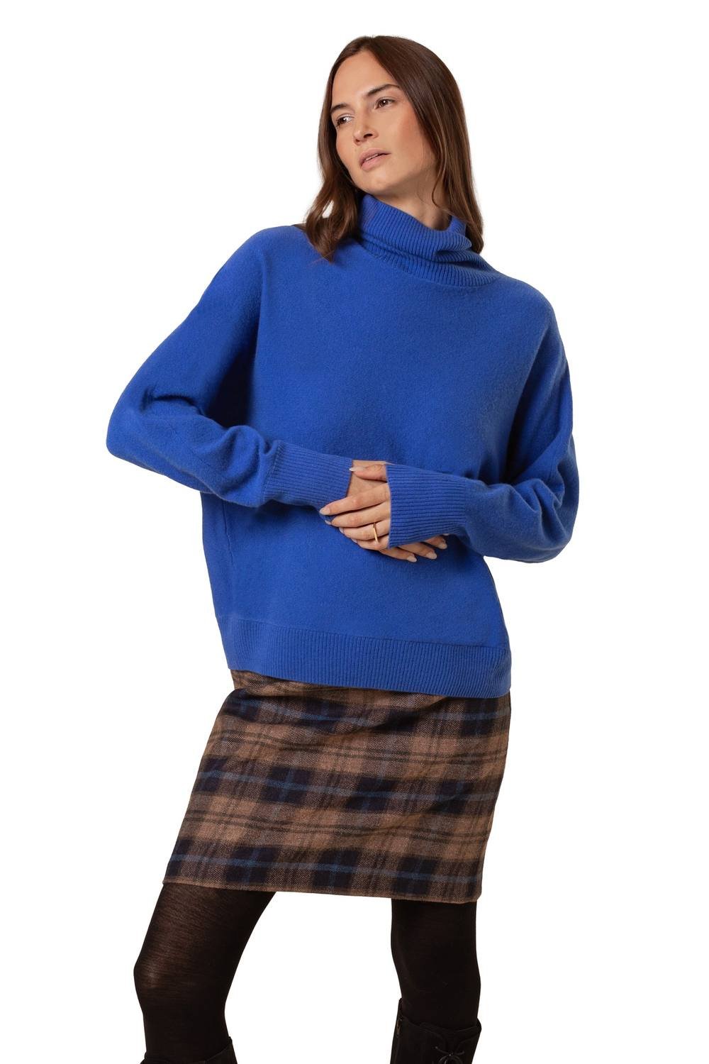 Celtic & Co Celtic & Co Women's Lambswool Roll Neck Jumper in Cobalt - 3