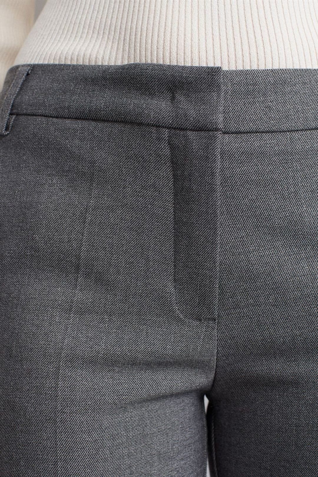 Dilvin Dilvin Women's Low-waist Straight-leg Crepe Trousers in Charcoal - 4