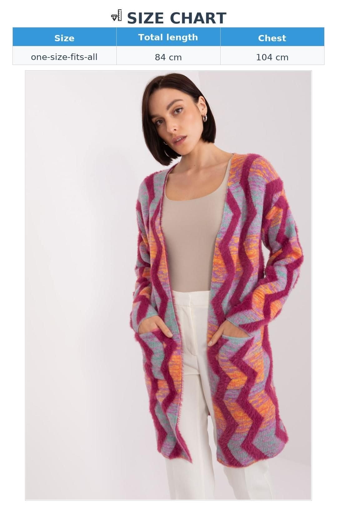 Love Lace Love Lace Women's Geometric Pattern Soft Long Sleeve Cardigan in Pink - 4