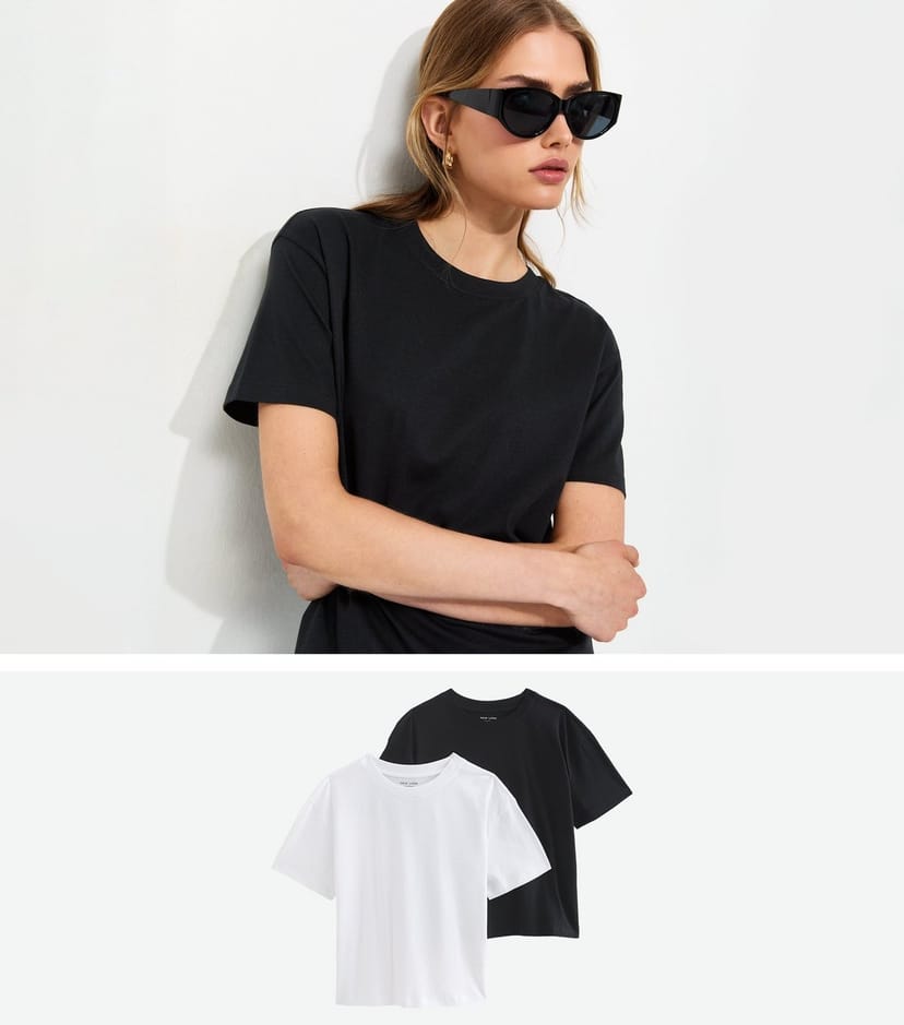 New Look Women's Pack Of 2 White Cotton Boxy T-Shirts New Look - 1