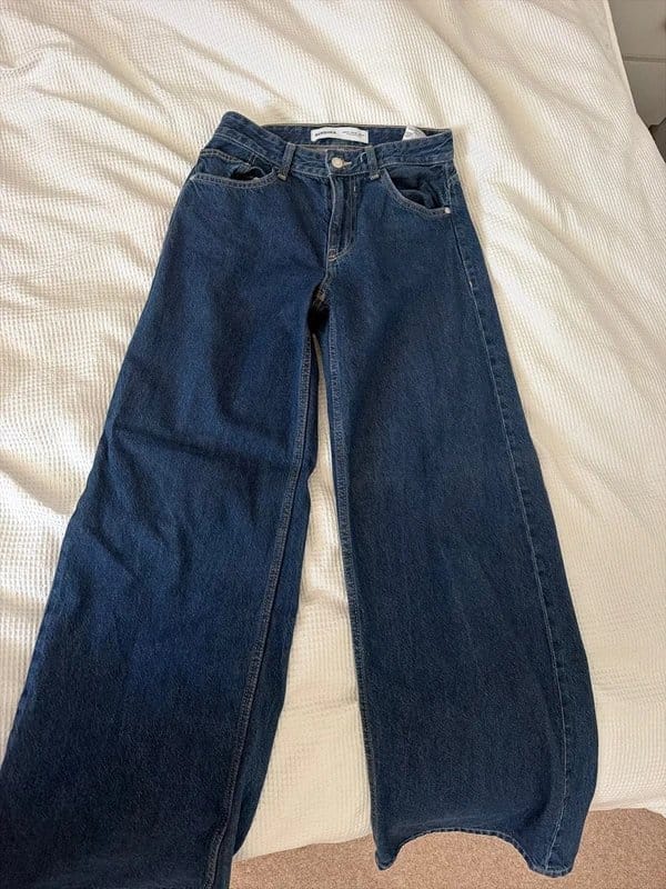 Bershka Navy Mid Rise Jeans