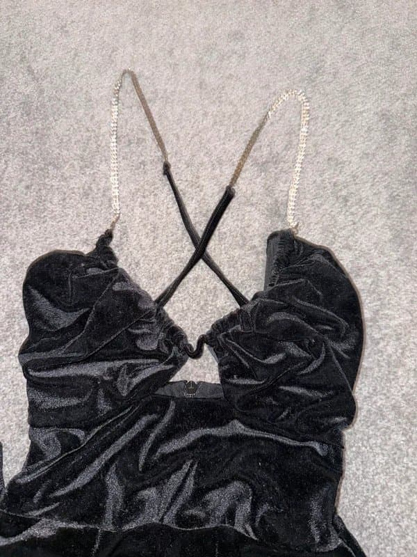 Bershka Velvet diamond strap jumpsuit