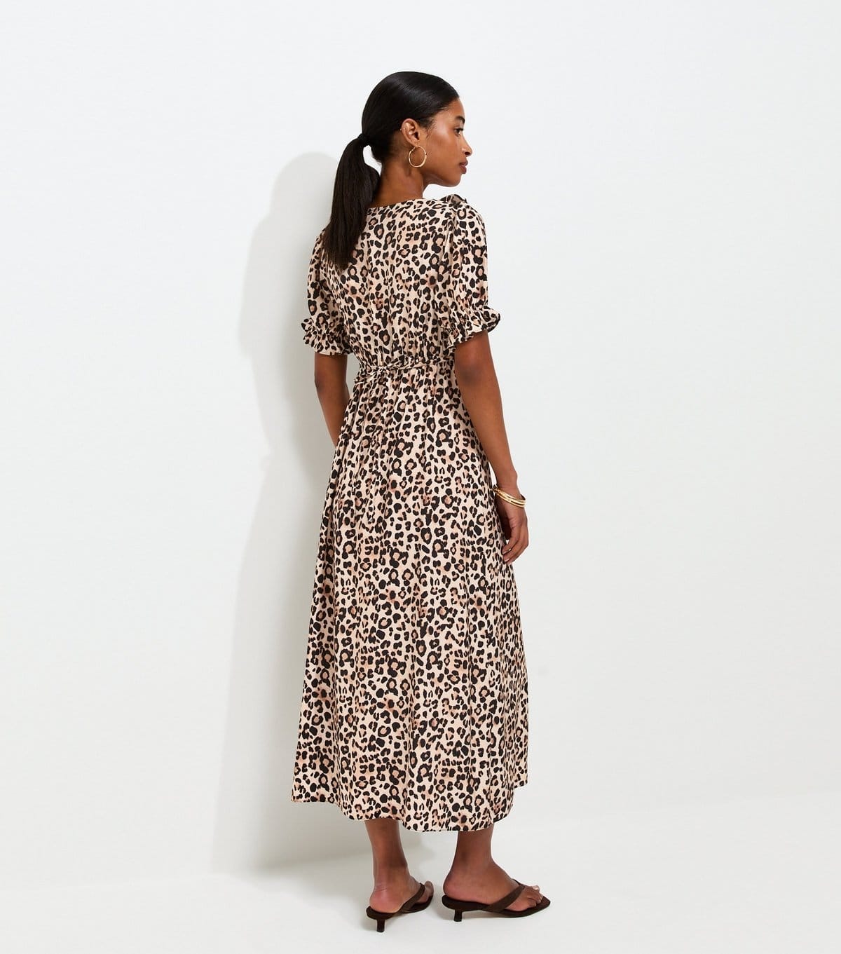 New Look Women's Brown Animal Print Square Neck Midi Tea Dress New Look - 4