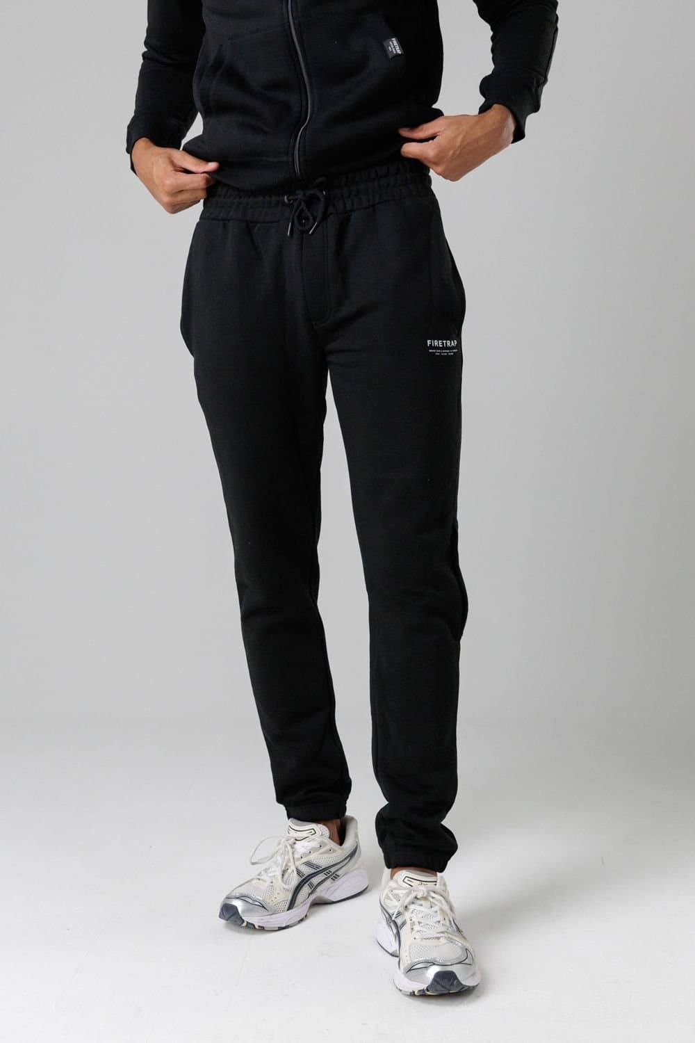 Firetrap Firetrap Men's Regular Fit Cotton Blend Fleece Joggers with Drawstring Waist in Black