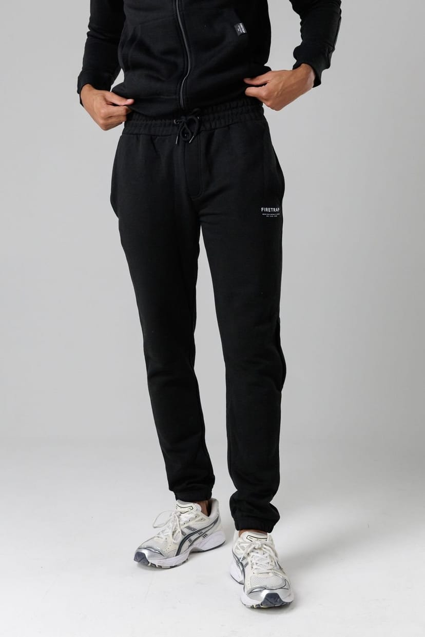 Firetrap Firetrap Men's Regular Fit Cotton Blend Fleece Joggers with Drawstring Waist in Black - 1