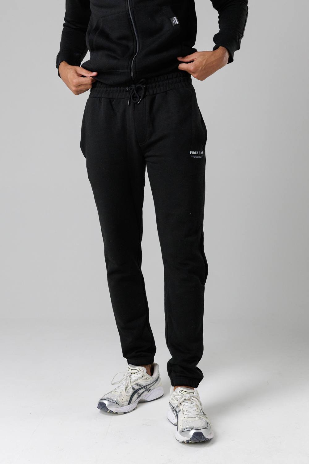 Firetrap Firetrap Men's Regular Fit Cotton Blend Fleece Joggers with Drawstring Waist in Black - 3