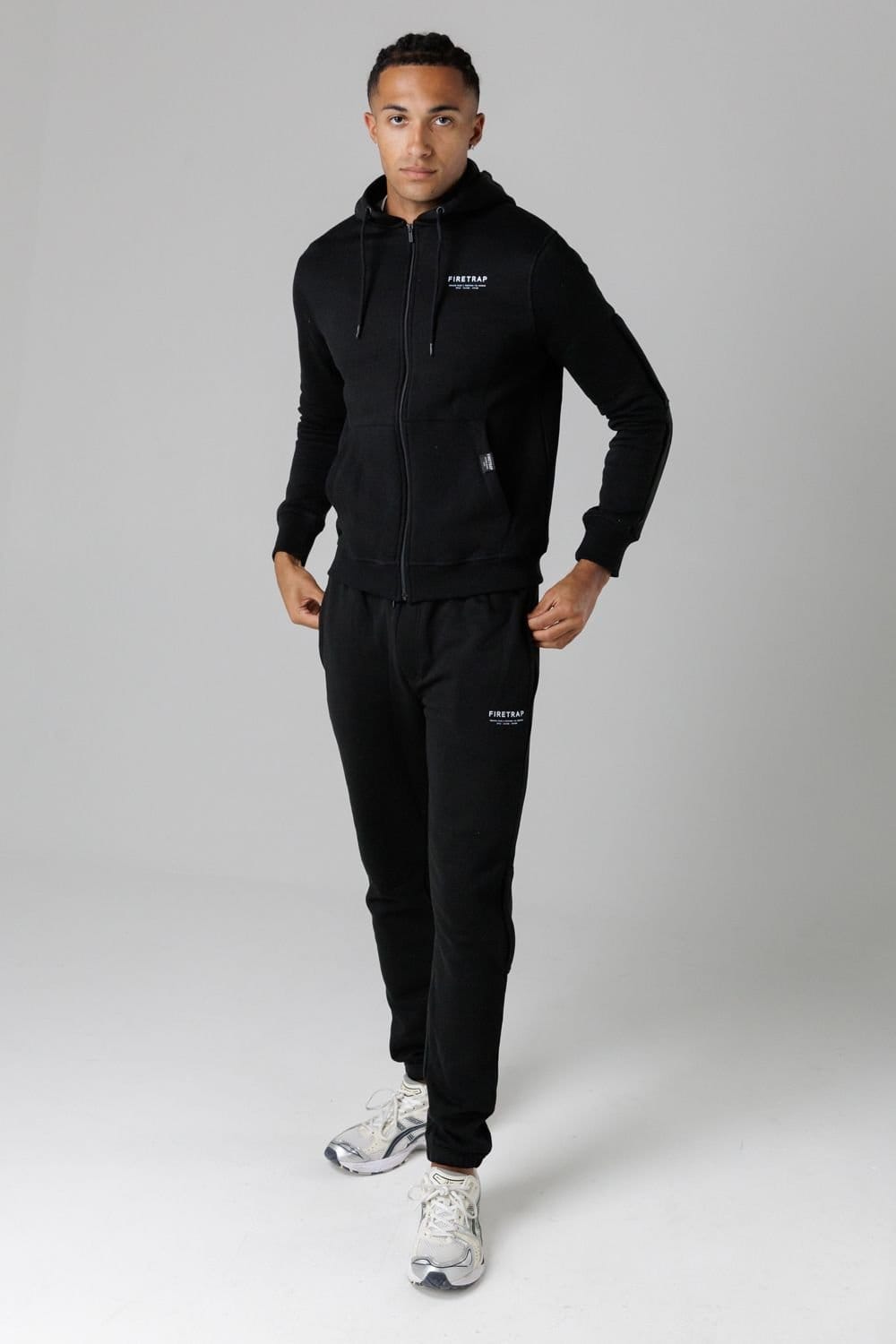 Firetrap Firetrap Men's Regular Fit Cotton Blend Fleece Joggers with Drawstring Waist in Black - 4